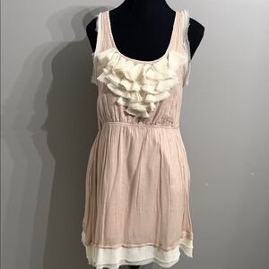 Chic Cream and Pink Layered Dress